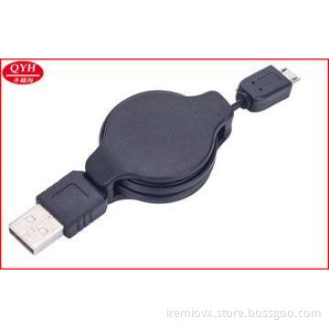 Flat PVC Retractable Charger Cable USB 2.0 to Micro 5 pin S